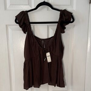 By Anthropologie Scoop Neck Ruffle Top - New with tags!